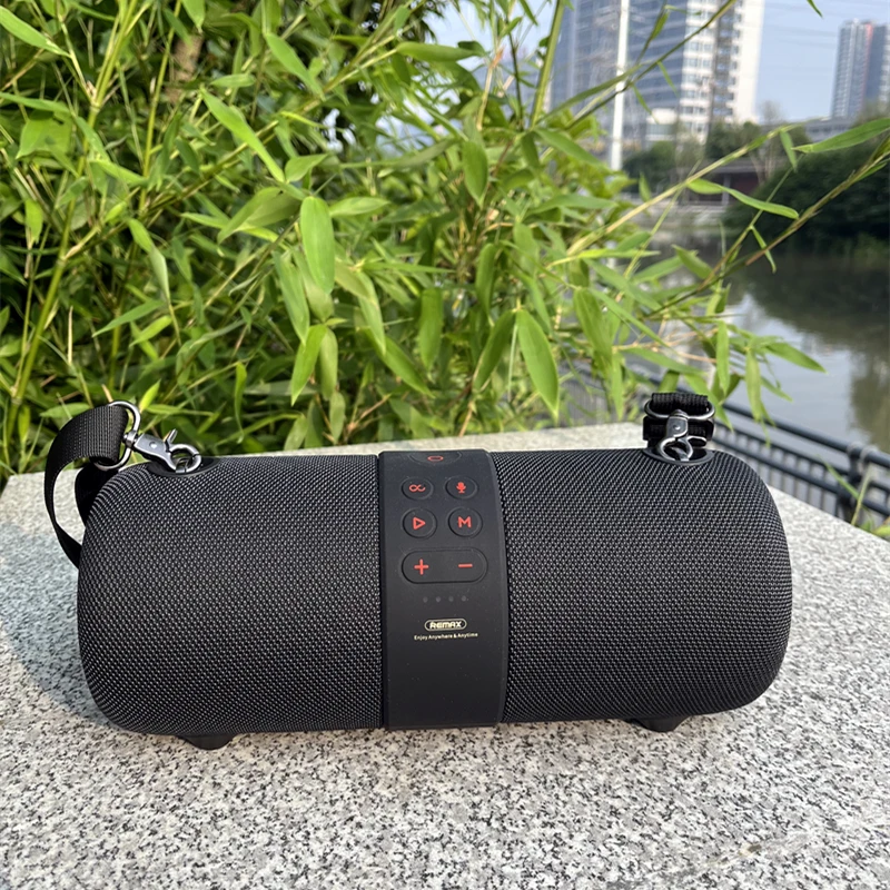 

Portable Waterproof Fabric Cylinder Speakers Bluetooth 5.0 Wireless Subwoofer Support TWS/AUX In/USB/Bass and Treble for Party