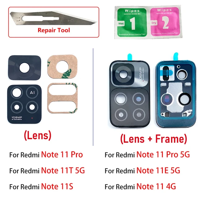 Nowa Osłona Obiektywu Tylnego Aparatu z Ramką, Zamiennik do Xiaomi Redmi Note 11S 11 4G 11T 11E 5G 11 13 Pro Plus