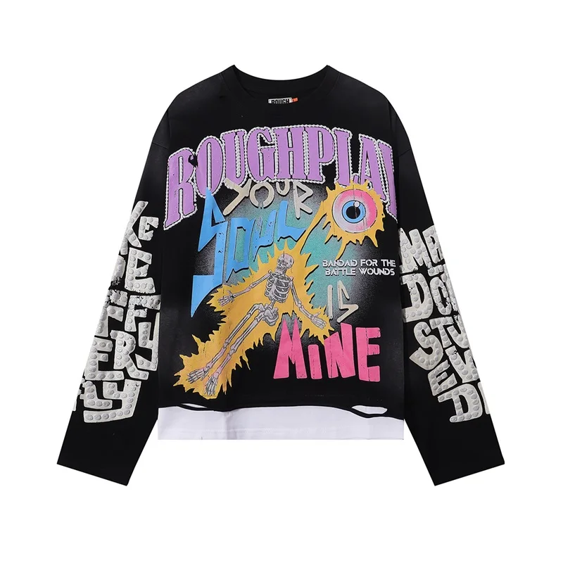 

Rough Play High Street Retro Graffiti Letter Printed Loose T-shirt