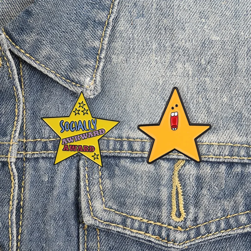 Lustiger Stern-Zitat-Anstecker, Sammlerstück, niedliche Meme-Charakter-Brosche für Rucksack, Jacke, Tasche, Teenager-Geschenk, Mode-Accessoire – Detail 2