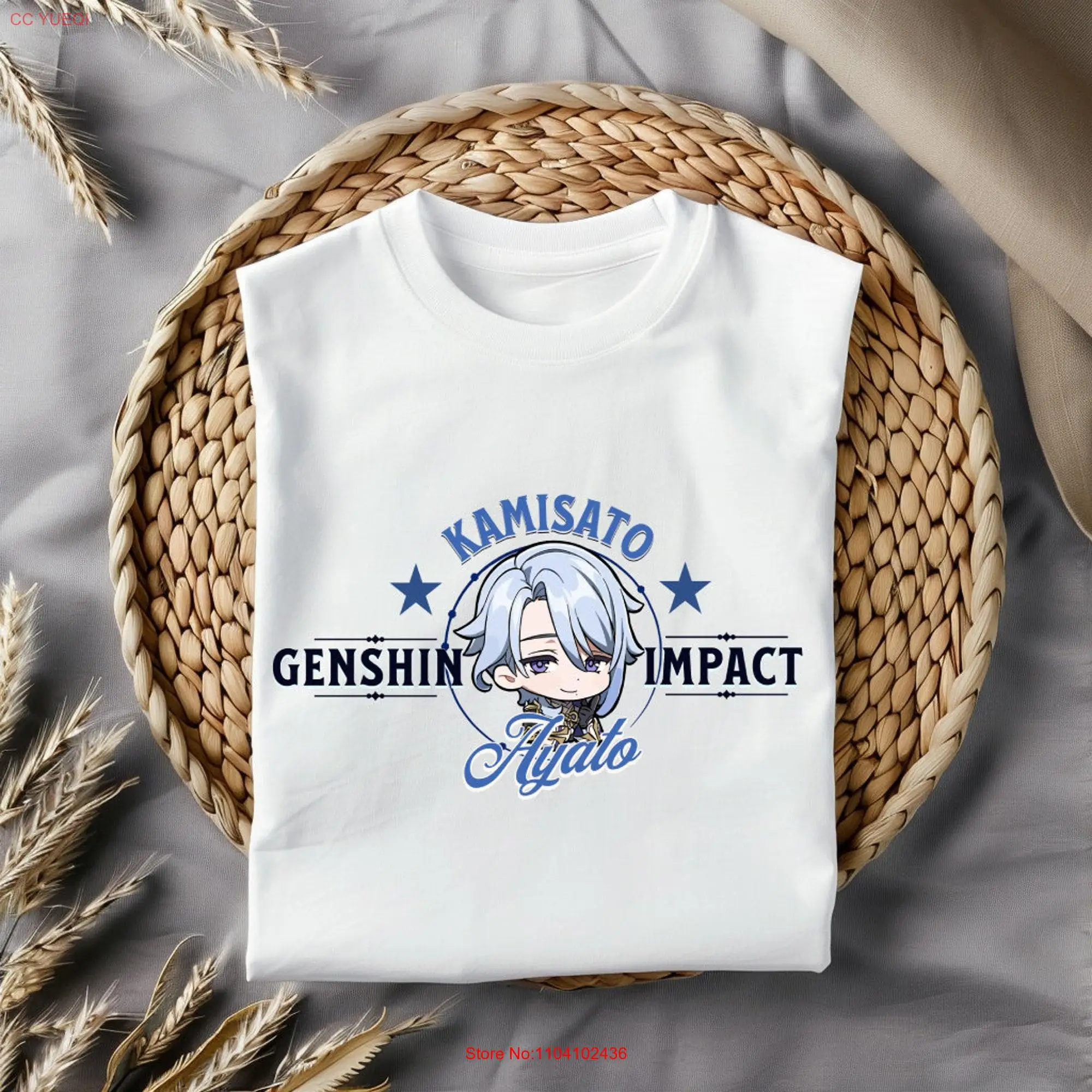 Kamisato Ayato Genshin Impact T Shirt Premium Quality Apparel Featuring Your Favorite Characters Perfect for Gamers Anime Fans