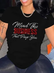 Plus Size Women's T-shirt Summer Round Neck Short Sleeve Fashion Printing Hot Diamond Letter Y2k Tops Casual Plus Size T-shirt