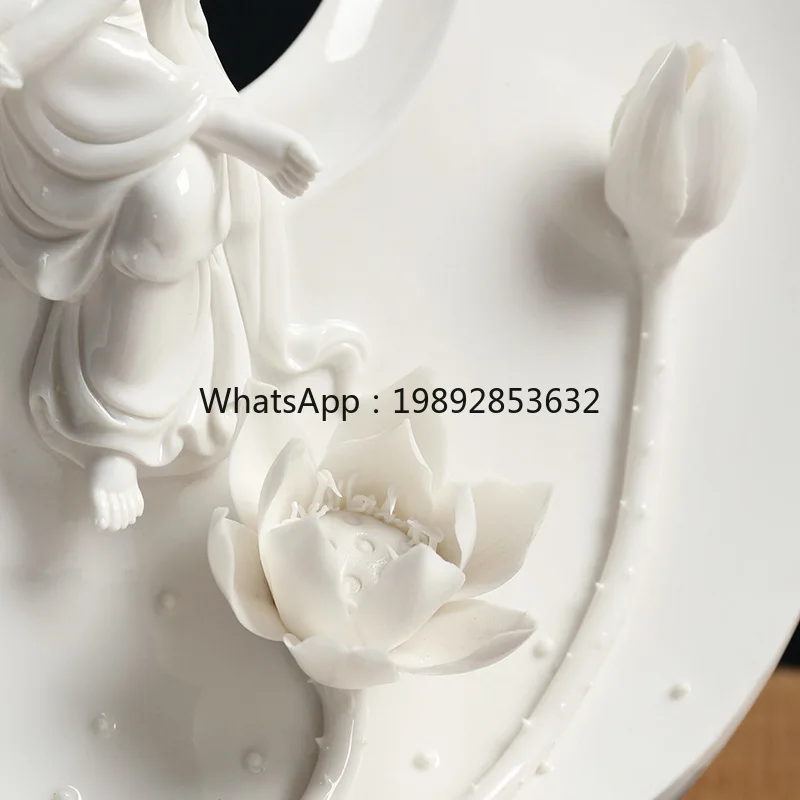 LYY One Leaf Bodhi Guanyin Buddha Statue Ornament Lotus Guanyin Bodhisattva Statue Home Master Craft