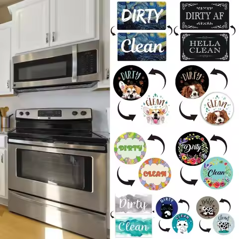 Funny Dishwasher Magnet Clean Dirty Sign Stickers For Washing Machine Gadgets Kitchen Organization and Storage Indicator Marker