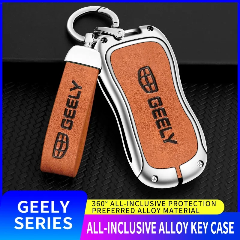 Alloy Car Remote Key Fob Cover Case Holder for Geely Tugella 2020 Azkarra Xingyue Boyue Pro Atlas Pro Gili Tugella Accessories