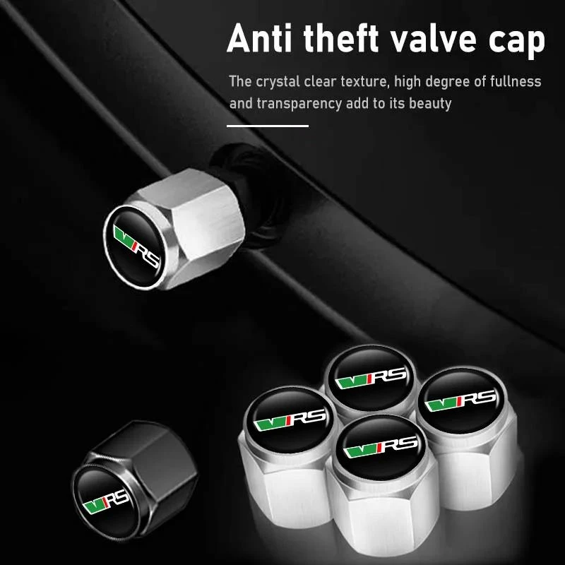 

5pcs car wheel tire valve protective covers alloy dust caps, suitable for Skoda VRS, Octavia 2, 3, Kamik, MK3, Kodiak, Karok
