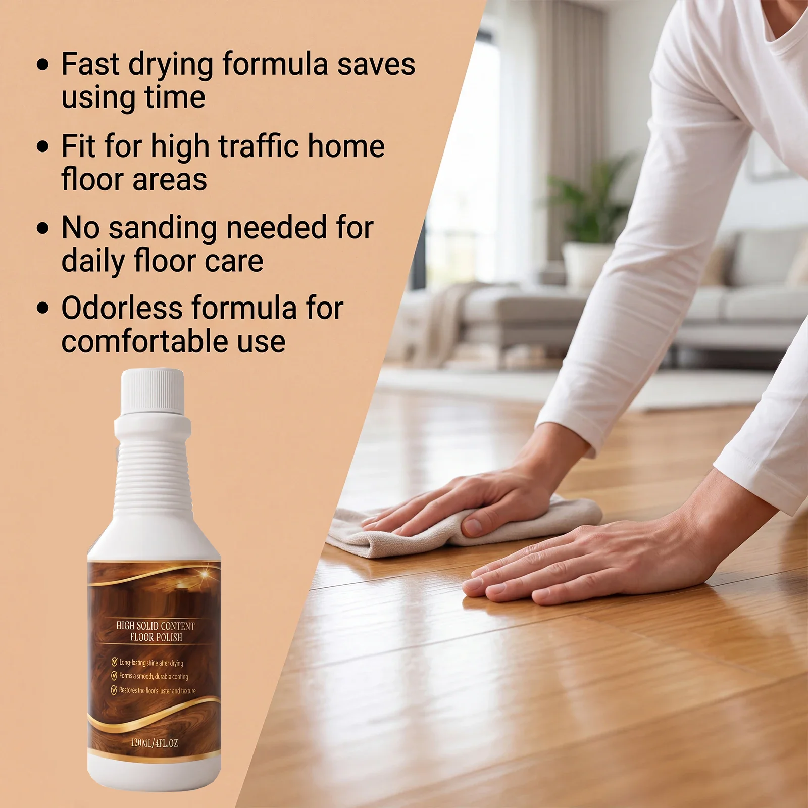 120ml Wood Floor Repair Spray, Scratch Repair Agent Long Lasting Shine Multi-surface Protector for Home Hotel Cleaning Products