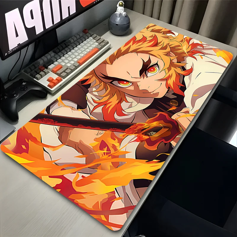 Mouse Pad locking mousepads Game play mats notebook computer Pad table mat PC carpet Demon Slayer Rengoku Kyoujurou Mousepad XXL