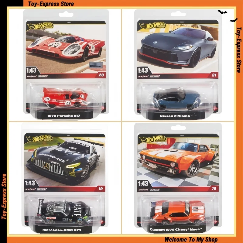

Hot Wheels Car Model Premium 1:43 Mercedes-AMG GT3 Porsche 917 Custom Chevy Nova Nissan Z Nismo Hotwheels Real Riders Kids Toys