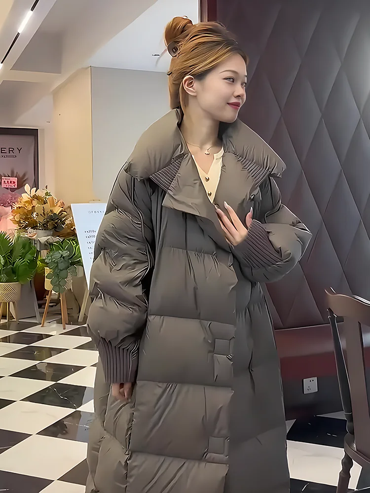 2024 invierno nuevo Faionable versátil Thiened Floing cuello grande blanco Du abajo Jaet mujer moda viaje Sle