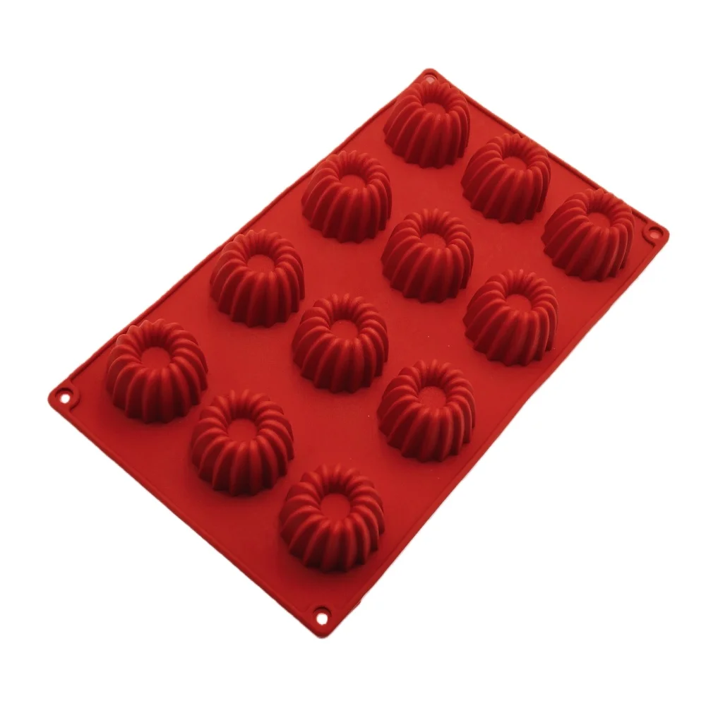 

New Arrival 12 Hole Round Conical Silicone Chocolate Mold Lace Thread Chiffon Cake Mold Food Grade Mousse Dessert Baking Tools