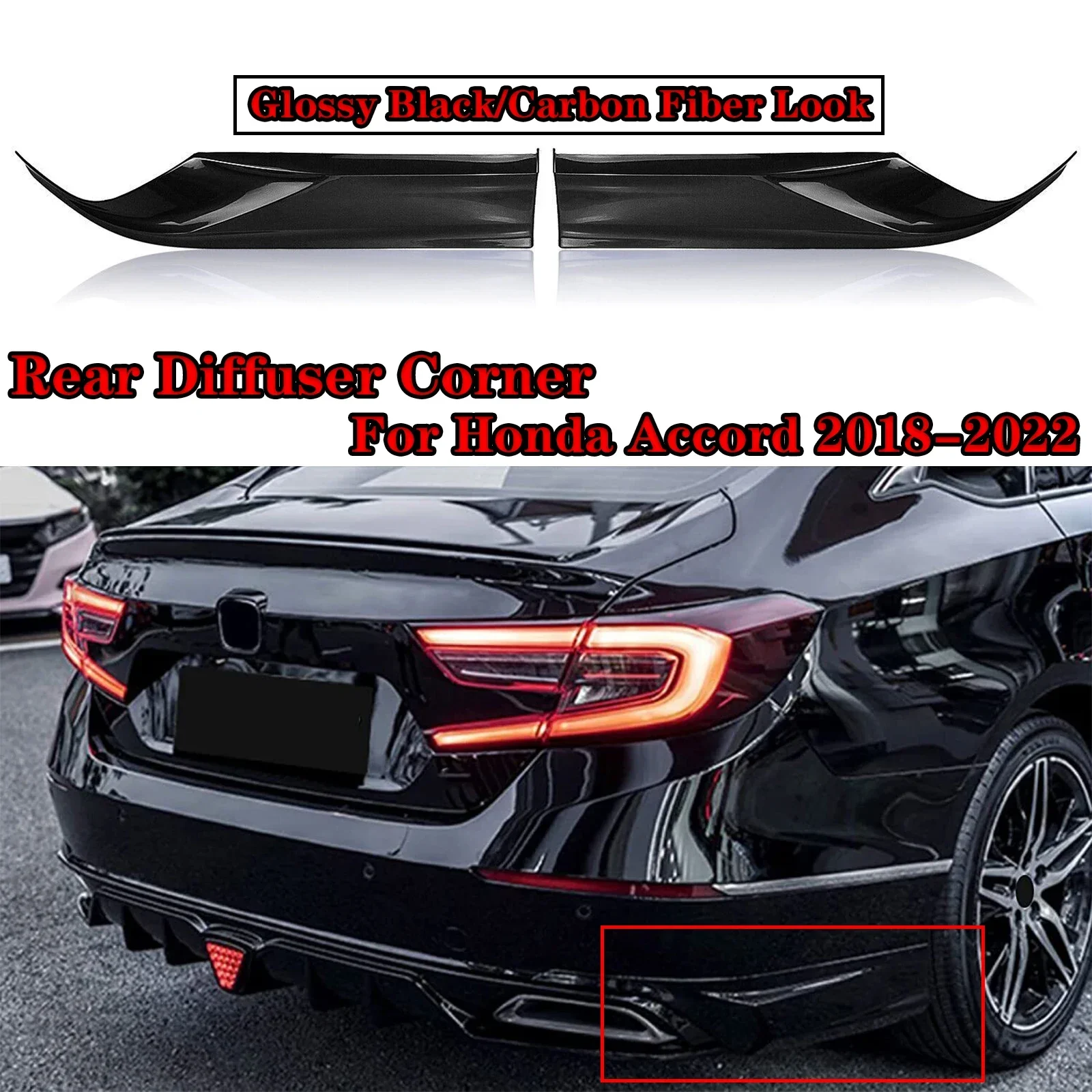 

Rear Bumper Corner Side Splitter YOFER For Honda Accord 2018-2022 Car Apron Spats Lower Diffuser Cover Lip Spoiler Canard Guard