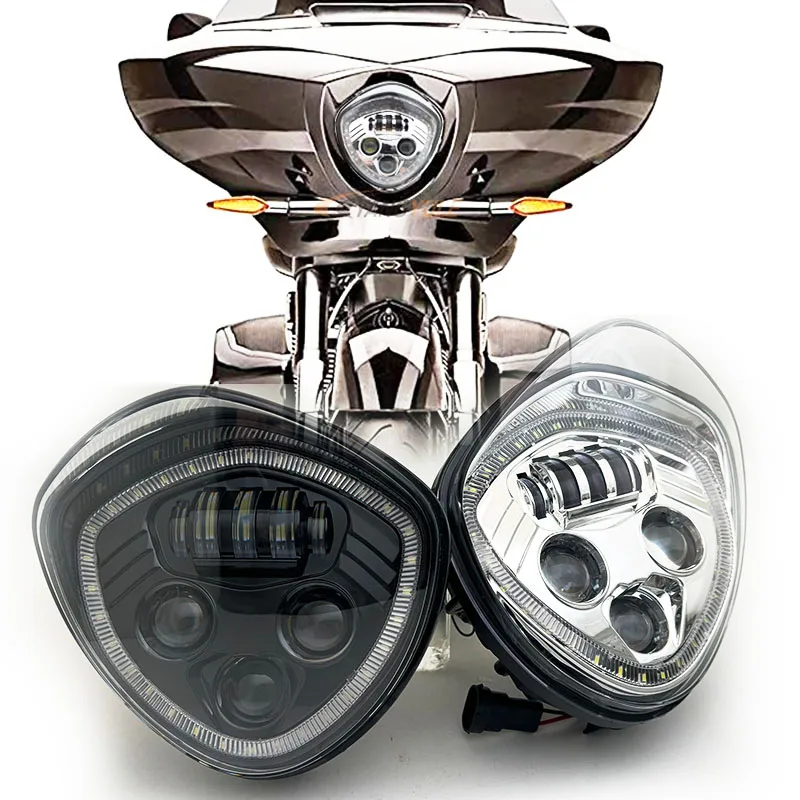 Driving Light 1PCS Chromed/Black LED Headlight Kit With High/Low Beam For Victory Cross Country