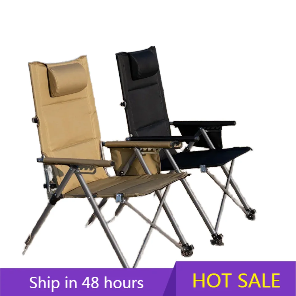 

YTYIN Modern Outdoor Adjustable Camping Chair Foldable Beach Lounger with Footrest Iron Fishing Chair