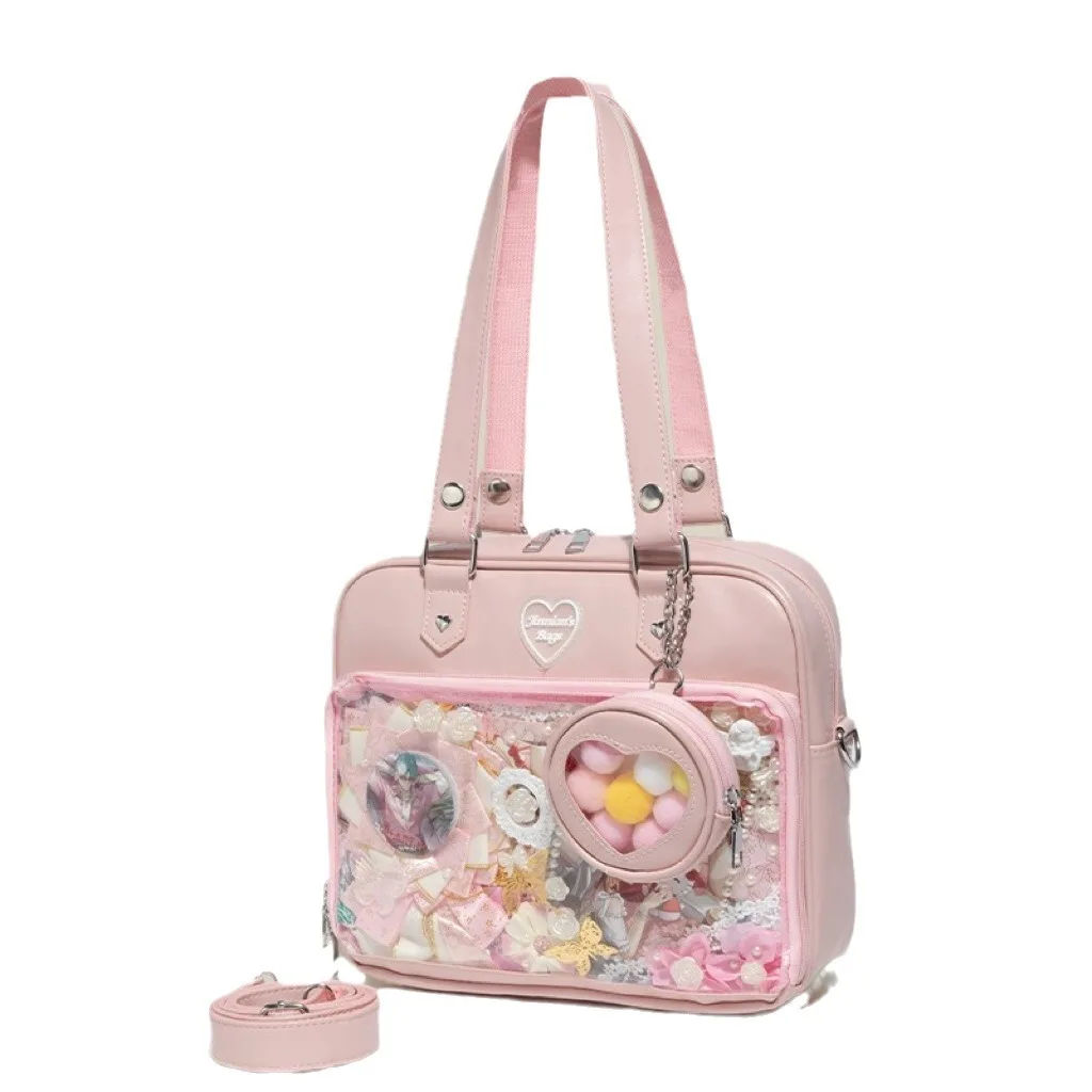 

Ita Bag Crossbody With Purse PU Japanese Kawaii Clear Shoulder Bag Women School Lolita Blue Itabag Tote With Insert