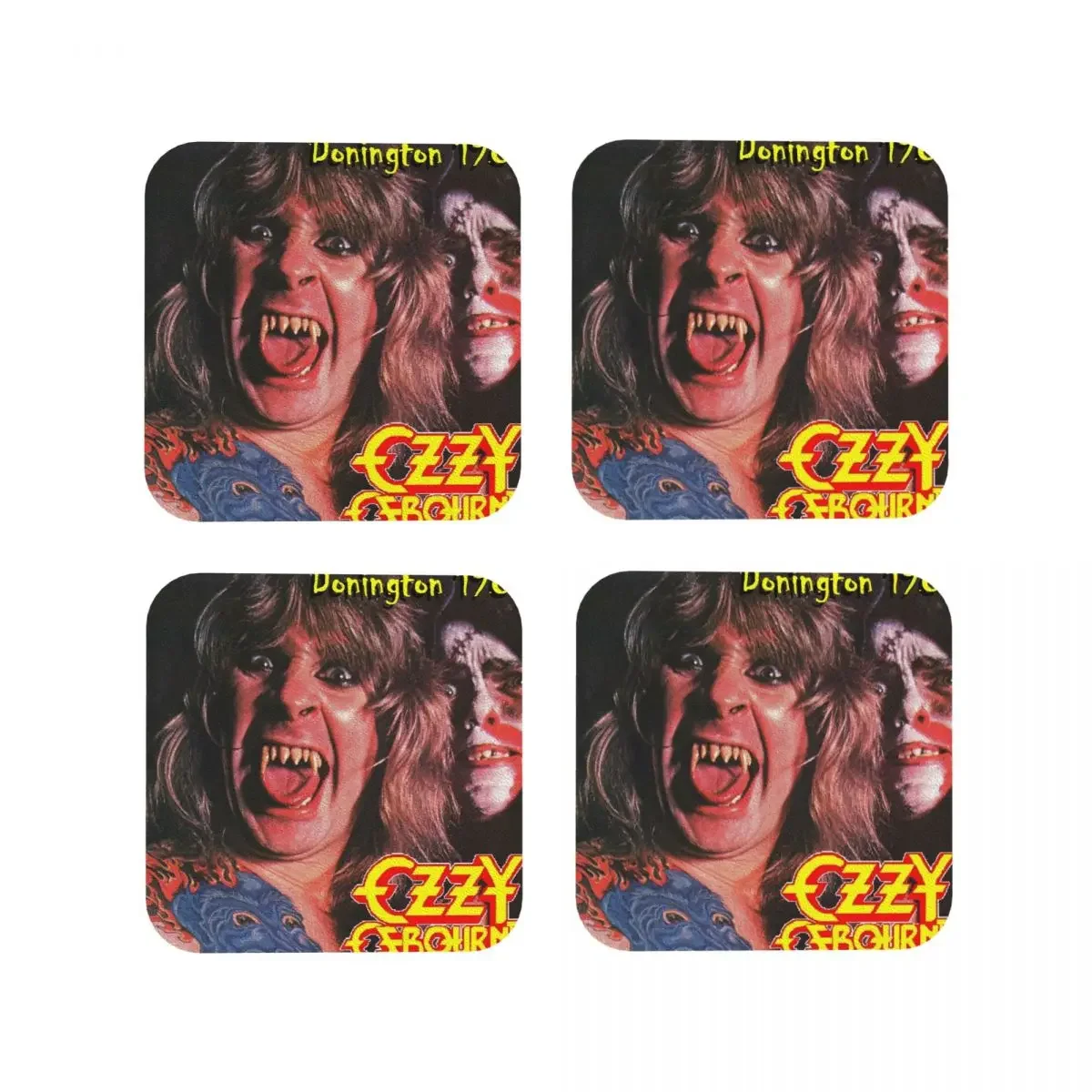 

Ozzy Osbourne Merch Prince Of Darkness Coasters Kitchen Placemats Insulation Cup Coffee Mats For Decor Tableware Pads Set of 4