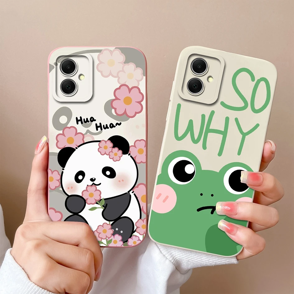 Cute Frog Panda Pattern Cover For Samsung A06 Funda Liquid Soft Silicone Shockproof Phone Cases Housing For Galaxy A 06 4G Shell