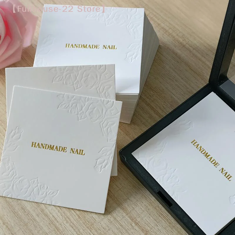 【MAX-22】20 Sheets/Bag Press On Nails Packaging Bottom Cards Rose Embossing 75x75mm Handmade False Nail Display Show Card