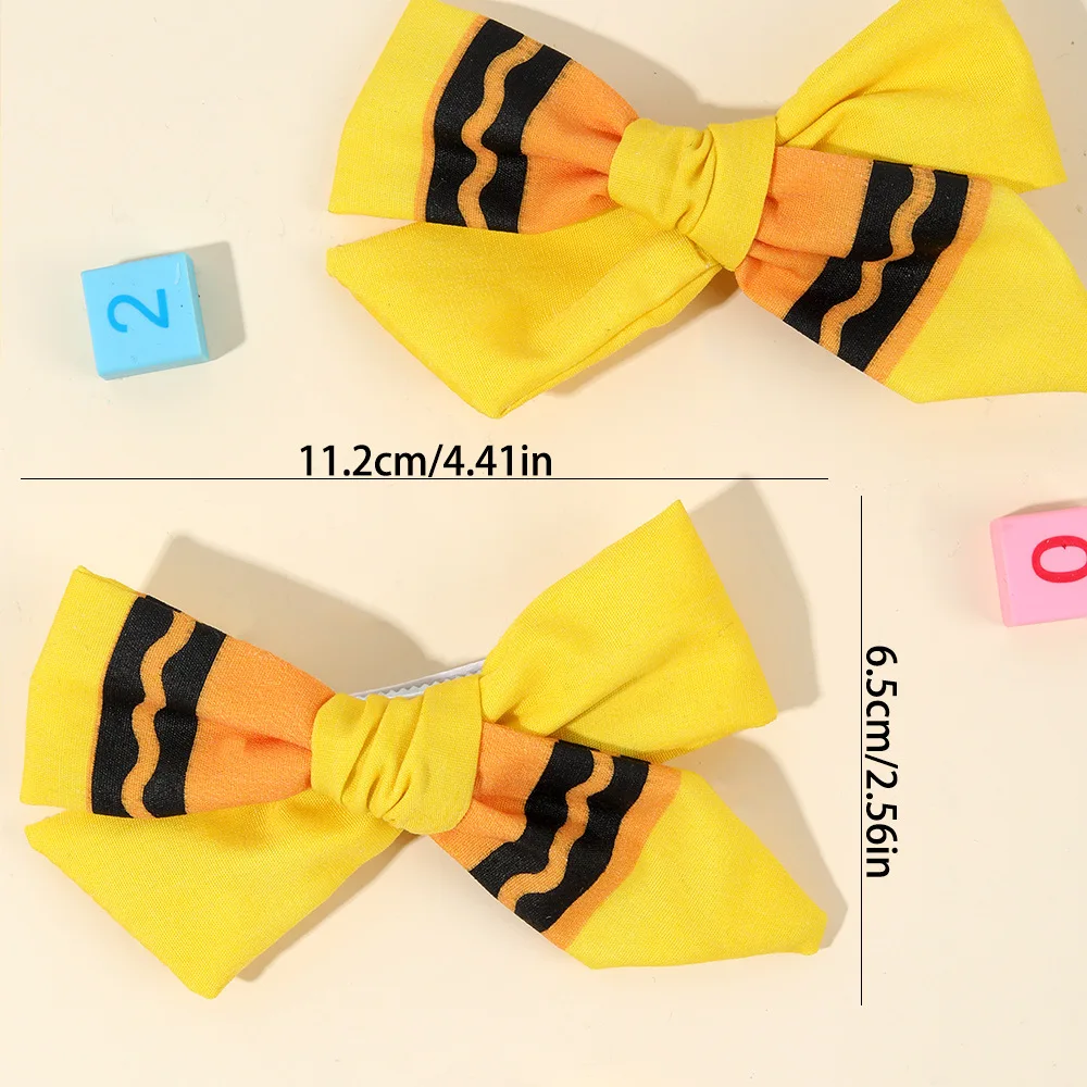 36pcs Cute School Hairpin Headdress Pencil Shape Bow Hair Clips Sweet Barrettes Kids Hair Accessories Back to School Bulk Pack