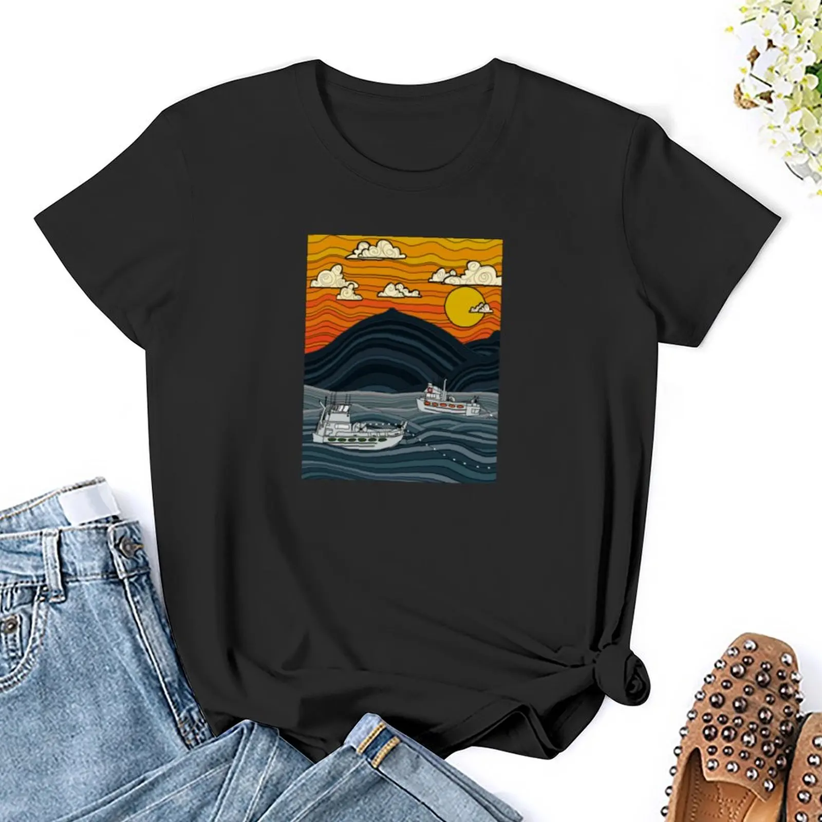 Commercial Fishing T-Shirt Blouse blacks sublime shirts graphic tees summer blouses woman 2024