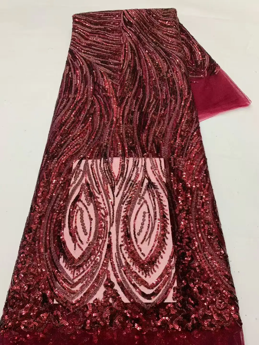 

African Sequins Beaded Lace Fabric 2026 High-Quality French Embroidery Beads for Wedding Dress Sewing 5 Yards