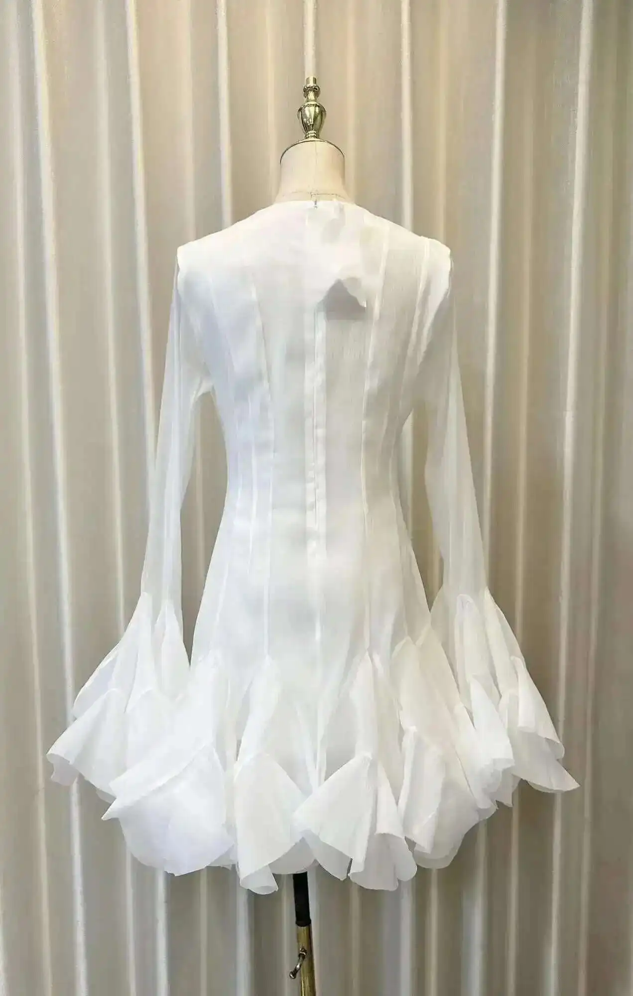 Outono inverno fada branco baile de formatura vestido de noite feminino manga longa único breasted camadas babados bolo vestidos de casamento senhora