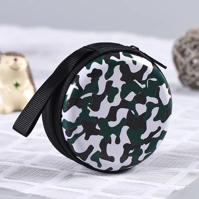 1PCS Protective Headphone Cable Box Round Headphone Storage Box Zipper Mini Earphone Container Multi-function Home Accessorie