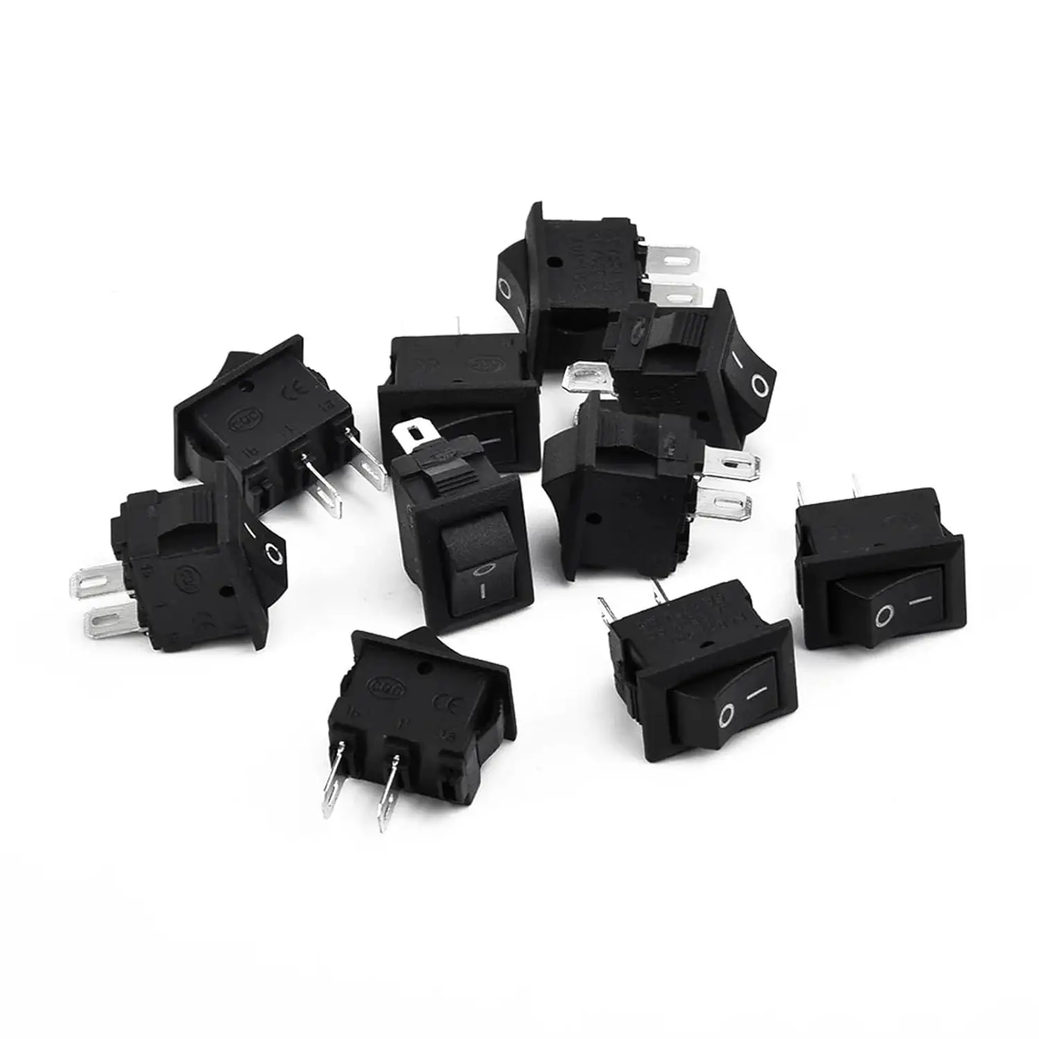 10 Pcs Auto Car Truck Boat Round Rocker DC 12V 16A 2-Pin ON/Off Toggle SPST Switches Rocker Switch 10x15mm