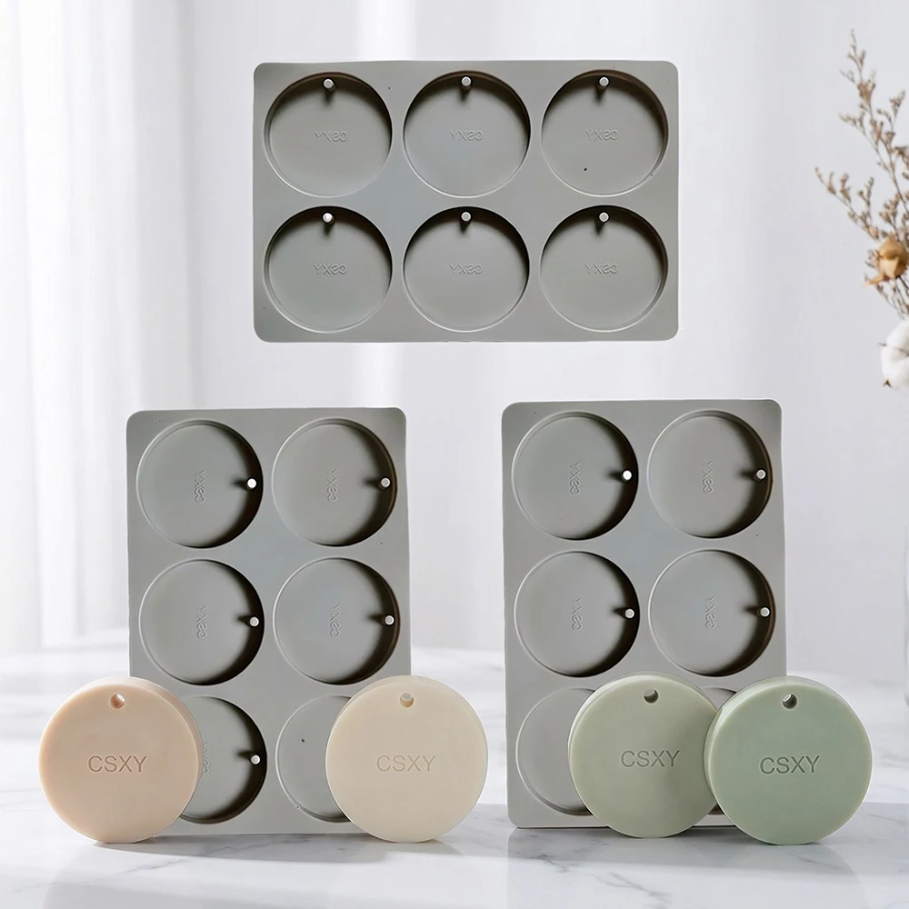 1 pc 6-cavity circular mold DIY handmade aromatherapy candle gypsum epoxy resin soap silicone mold