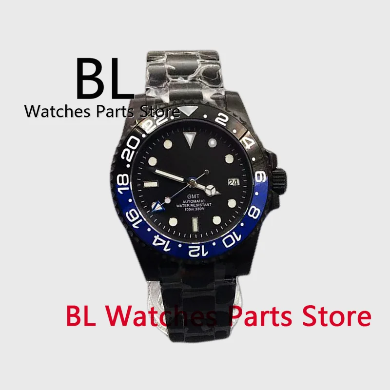 BLIGER 40mm Watch For Men NH34 GMT DG3804 Automatic Mechanical Wristwatch Sapphire Glass Black Blue Bezel Reloj Hombre Date