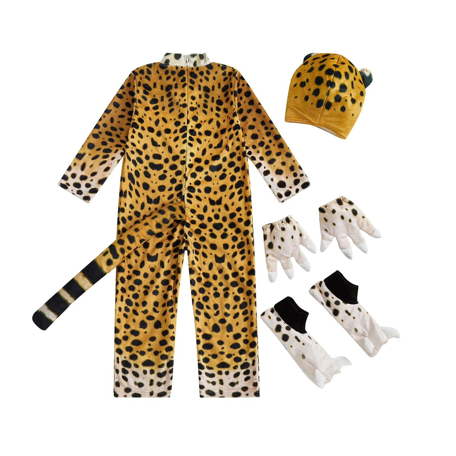 أطفال بنين بنات الحيوان زي الغزلان زي لعب الأدوار مقنعين طويلة الأكمام السروال القصير ليوبارد تأثيري حلي حللا #6