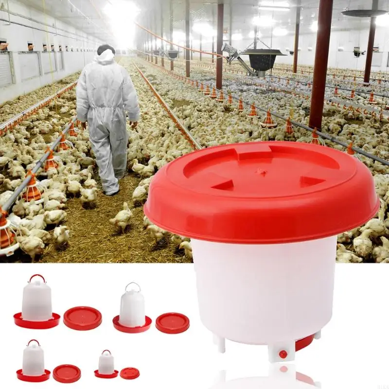 

31KA Auto Poultry Drinker Feeder Durable Chick Water Container with Carrying Handle 2.5 L Large Capacity for Pet Bird Poultry