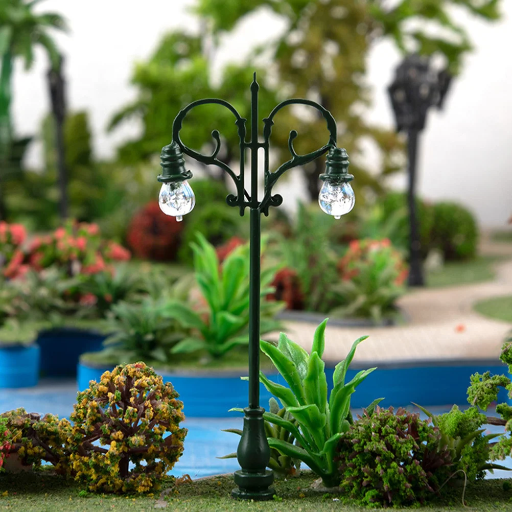 2 Pcs Micro Landscape Garden Mini Lamp Miniature Decor Solar Light Stainless Steel Plus Abs Sand Table Material Child