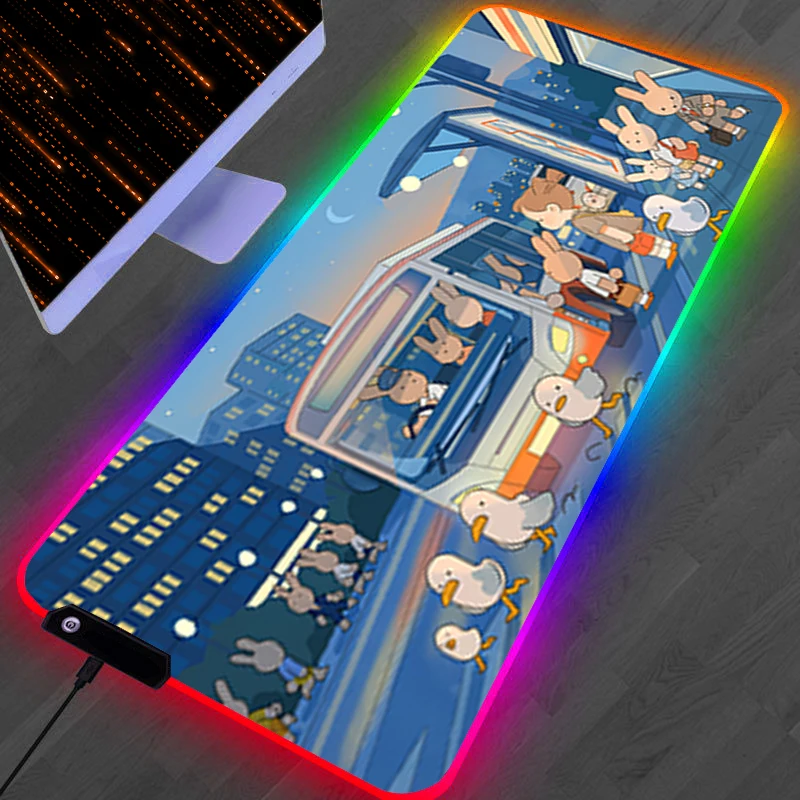 

RGB LED Mouse Pad PC Accessories Mousepad Non Slip Extended Pad Rubber HD Keyboard Pad Gaming Urban Noodle Restaurant Desk Mat
