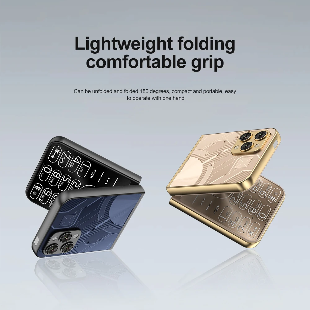 SERVO Flilo9 Foldable Phone 3G Cellular Network 2.6" Screen Speed Dial Blacklist FM Radio Dual SIM Flip Cellphone Type-C WCDMA