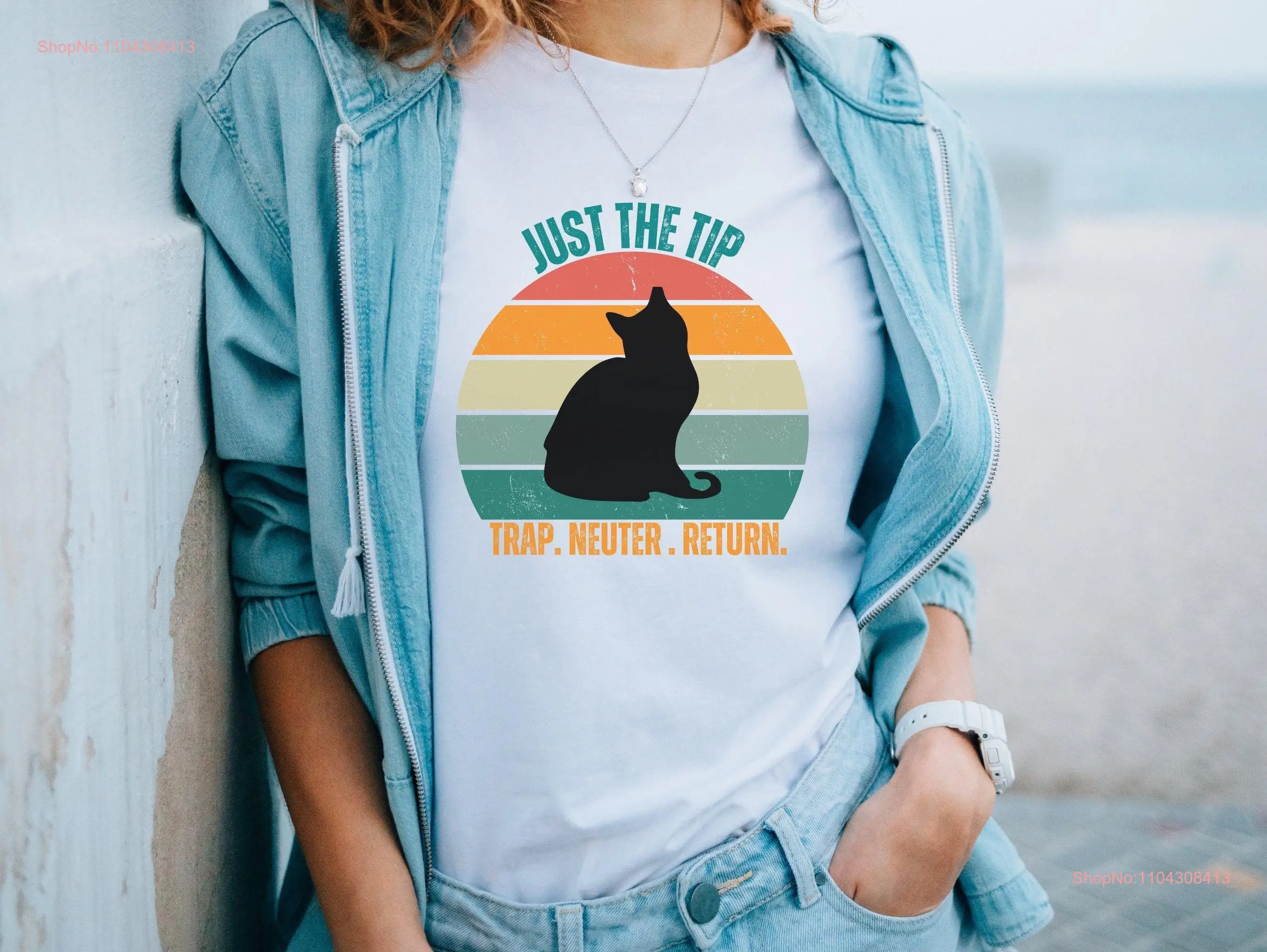 TNR T Shirt Just the Tip Trap Neuter Return Retro Sunset Rescue Lovers Cat  long or short sleeves