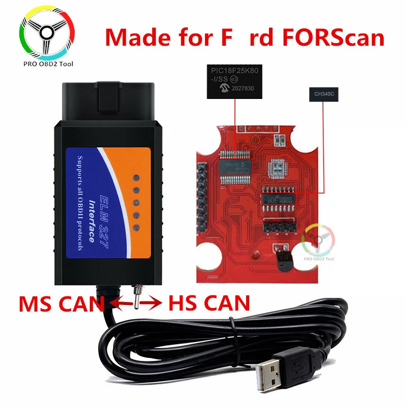 ELM327 USB with Switch Code Scanner ELM327 FORscan ELMconfig Code Reader Tools for Frd HS CAN MS CAN Switch ELM 327 V1.5