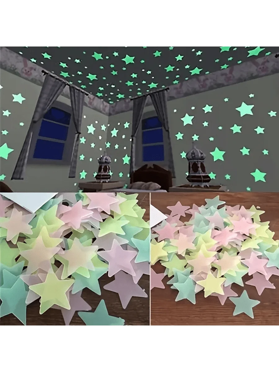 1 Set.Luminous Star Wall Stickers, Requiring Sunlight Exposure, Mini Pentagram Luminous Fluorescent Ceiling Wall Decoration, Sui