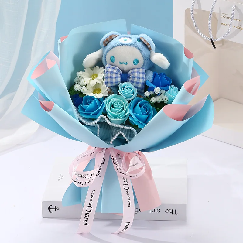 Sanrios Kawaii Kuromi Cinnamoroll Plush Doll Bouquet Girls Festival Gift Cute Cartoon My Melody Soap Bouquet Girlfriend Gifts