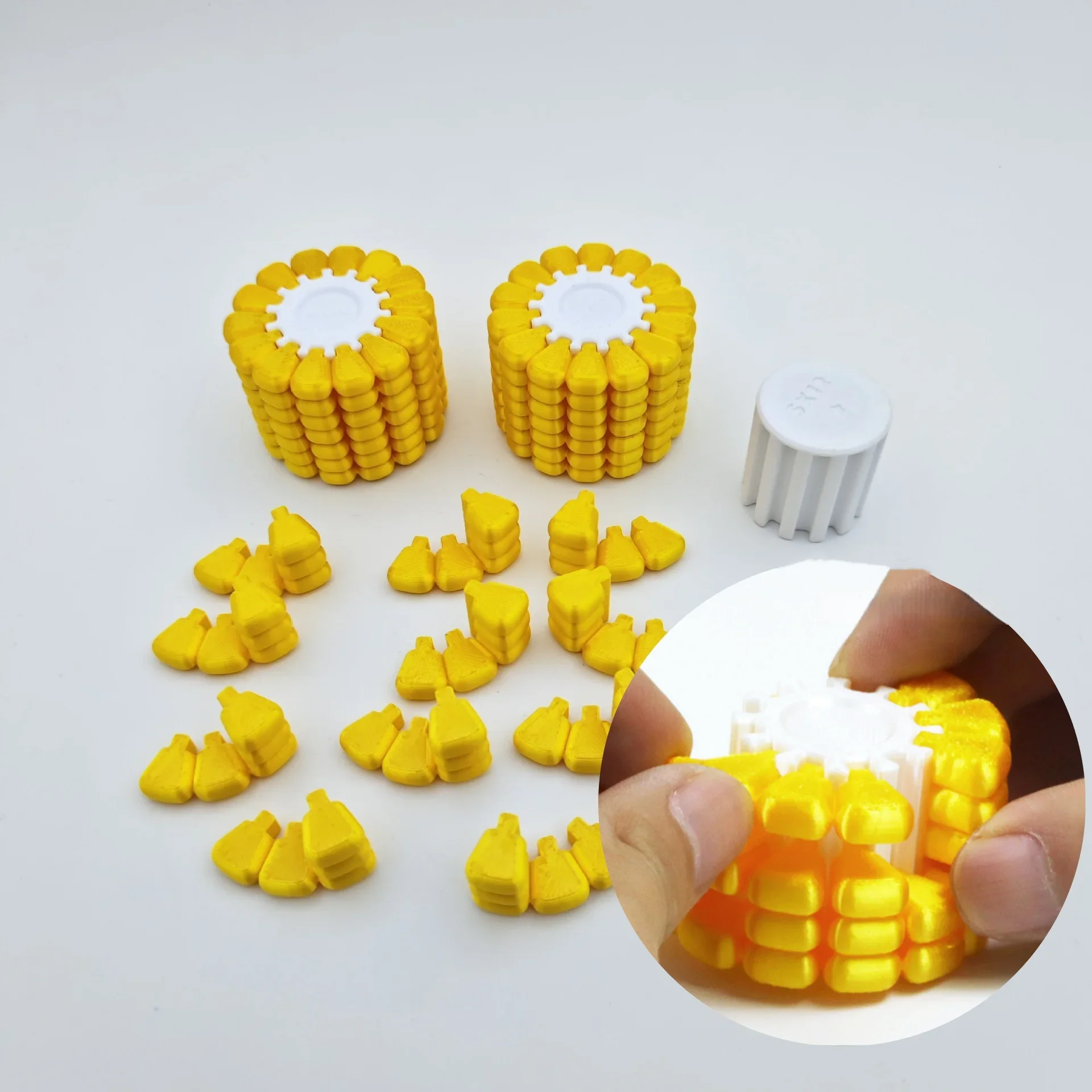3D Printed Corn Magic Cube Puzzle Toy, Tetris Jigsaw Brain Teaser, Creative Stress Relief Fidget Game for Kids Adults Gift