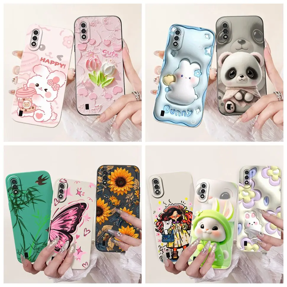 For Samsung Galaxy A01 Case Fashion Flower Painted Cover Soft TPU Matte Phone Case for Samsung A01 GalaxyA01 SM-A015F TPU