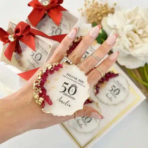 Rose Gold Anniversary Party Favors, Birthday Magnet, Personalized 30th, 40th, 50th, 80th, 90th, 100th Birthday Party Favor, Adul