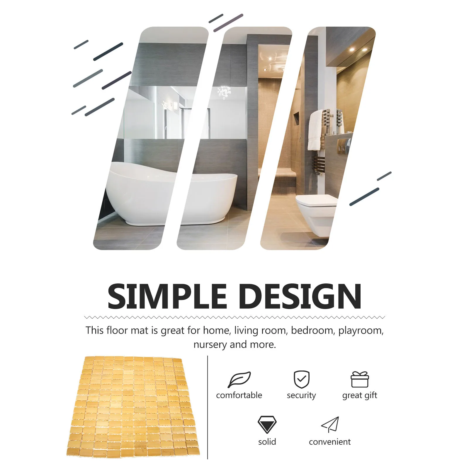 

Household Bamboo Mat Bamboo Block Woven Style Non-Slip Foot Pad Anti-Skid Ground Mat for Room Nursery Door Entry Doormat