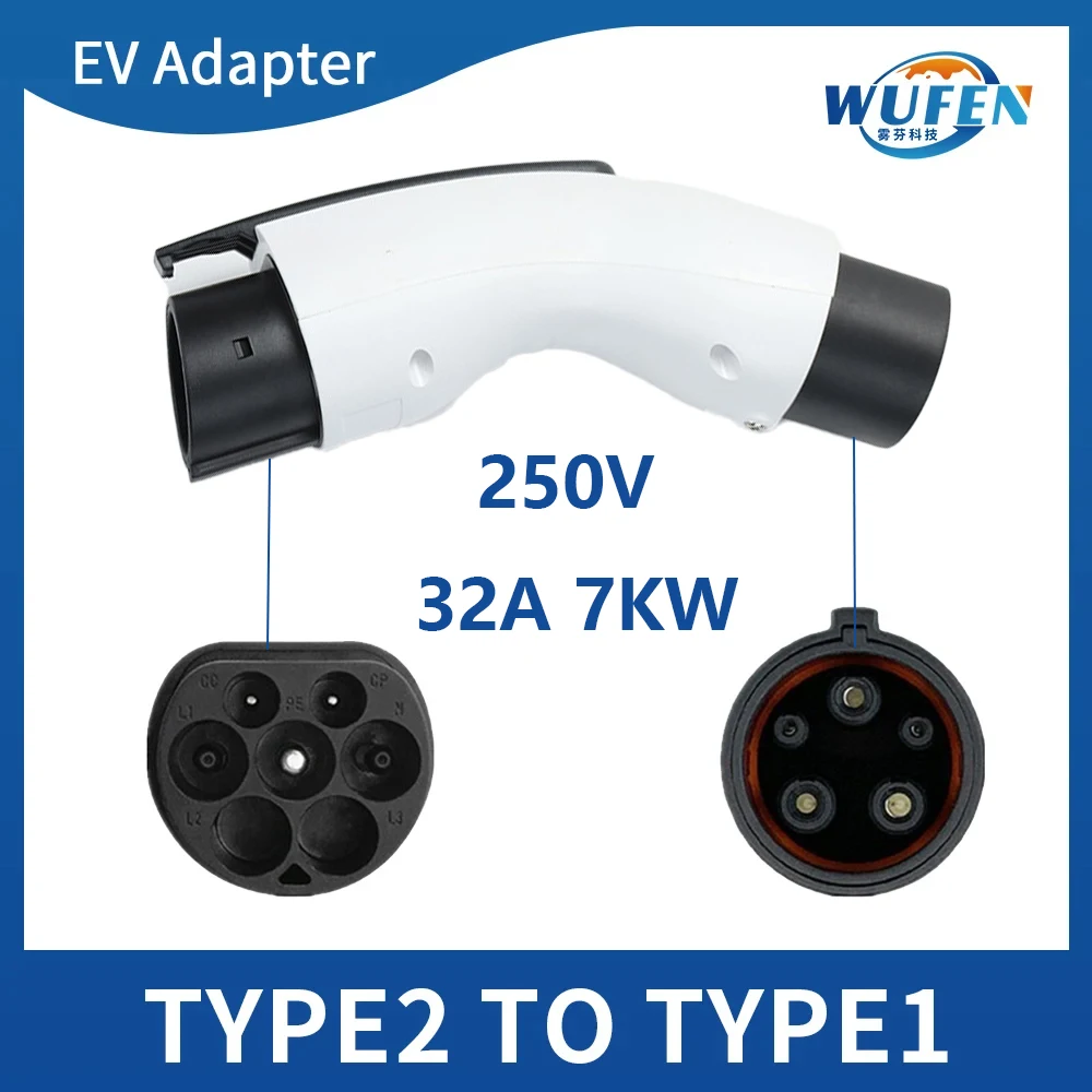

WUFEN EV Adapter IEC 62196 Type 2 to Type 1 J1772 32A EVSE Charger Connector Electric Vehicle Cars Charging Converters