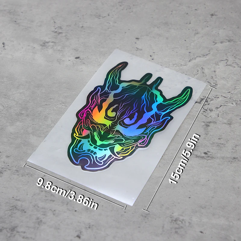 1PC Colorful Oni Mask Decor Stickers, Japanese Culture - Inspired, Perfect for Customizing Rides/Items, Unique Style