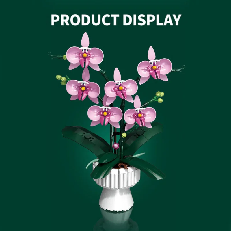 SEMBO BLOCK Flower Building Block Kits Orchid Model Bricks Vase Desk Ornaments Home Decoration Romantic Birthday/ Holiday Gifts