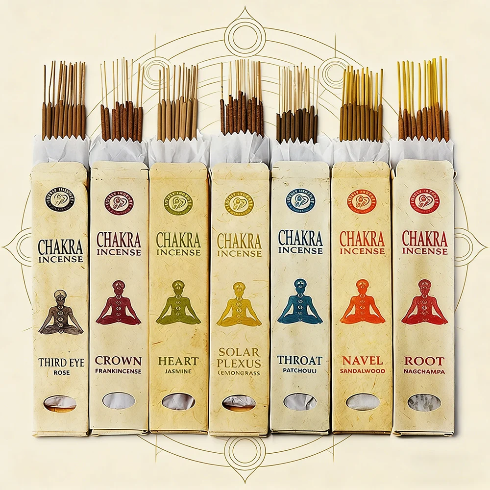 Nepal Bamboo-base Incense Sticks, Handmade Seven Chakra Incense for Yoga Meditation, Rose Jasmine Patchouli Incense Stick, 1 Set