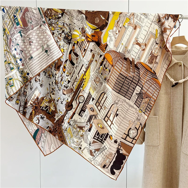 

Unisex Man Women Double-sided Street Shawl 140 Designer Silk Wool Scarves Cashmere Shawls Herms Brand Hand Rolled Stole Hijab