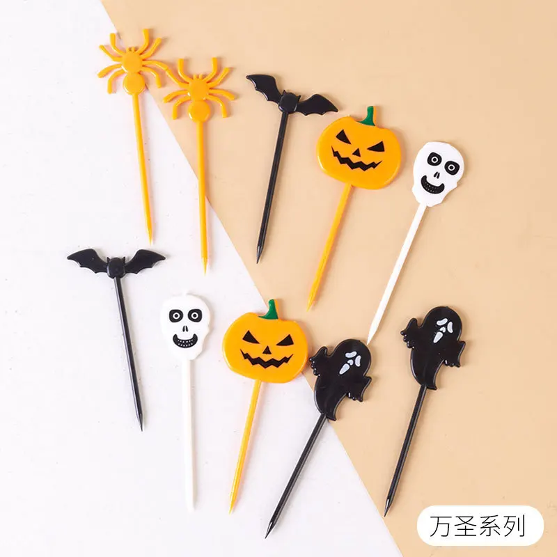 10pcs/set Cartoon Children Cake Dessert Pick Toothpick Lunch Pick Halloween Fruit Fork Food Fork Bento Lunches Party Decoration