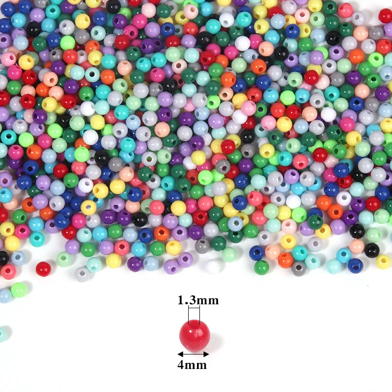 10g/Lot 4mm Colorful Acrylic Beads Round Shape Loose Spacer Beads for DIY Charms Necklace Bracelet Jewelry Making Accessories